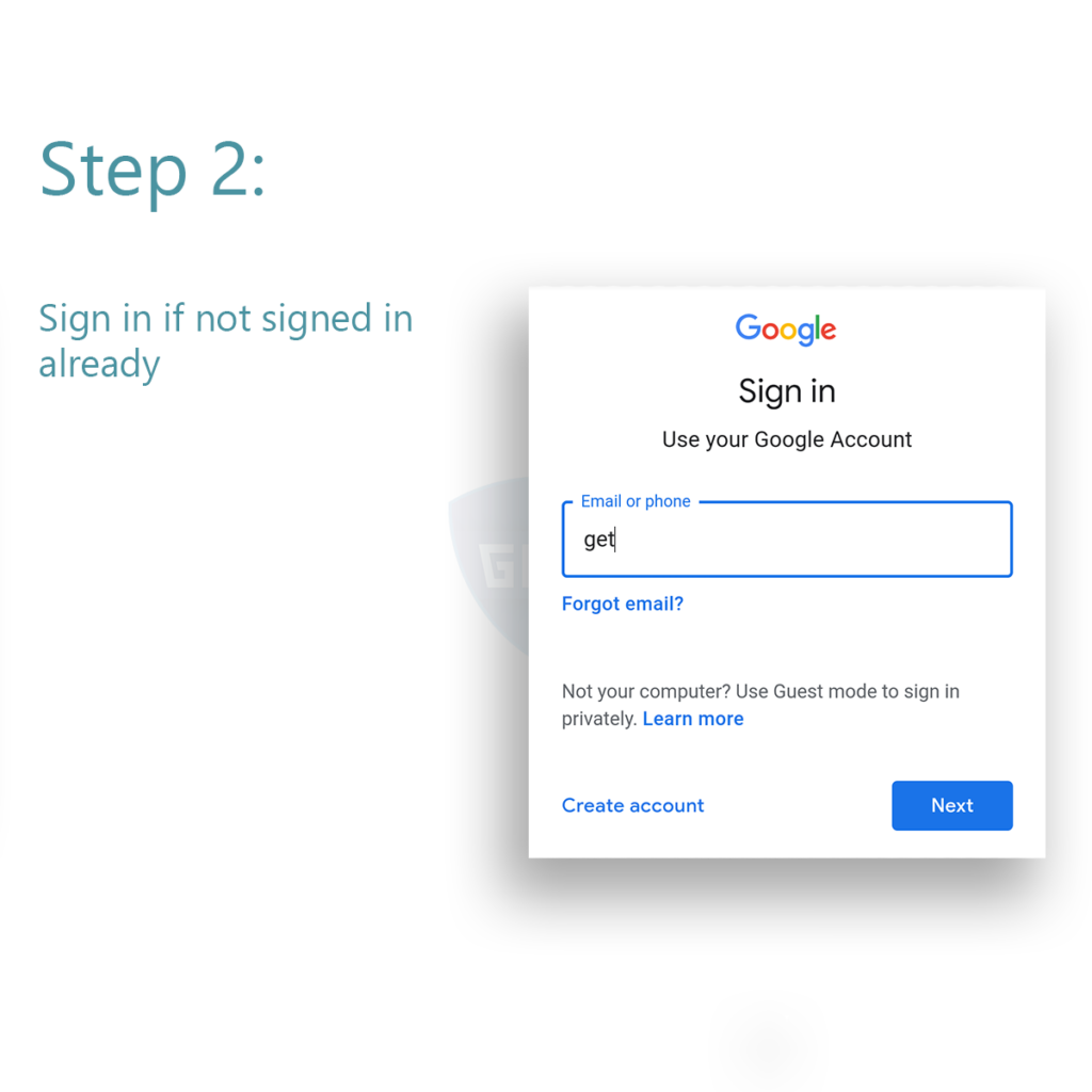 step 2: sign in